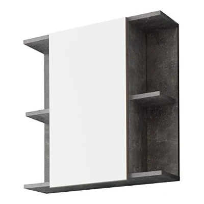 Obrázek trendteam smart living Zrcadlová skříňka zrcadlo koupelna Nano rozměry konstrukce (š x v h) 60 62 20 cm barva betonu s bílou barvou 184650534