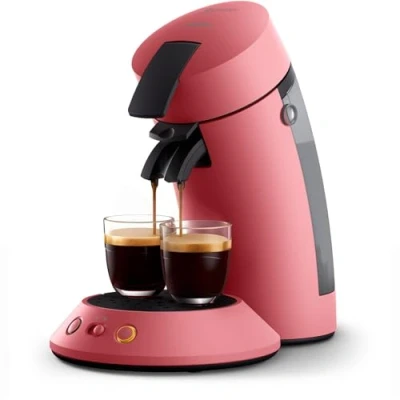 Obrázek Philips Kávovar na kapsle Senseo Original Plus s výběrem síly kávy, technologie Coffee Boost, z recyklovaného plastu, barva: jemně červená (CSA210/35)
