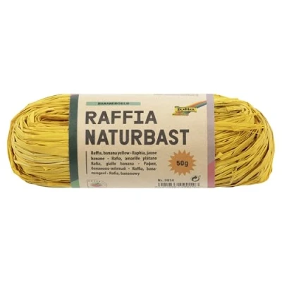 Obrázek folia 9014 Raffia Naturbast banánově žlutá, 1 svazek s 50 g, šňůra z přírodní slámové směsi, ideální pro kutilství, jako dekorace nebo na ozdoby, kytice a jiné floristické práce