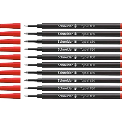 Obrázek Schneider Topball 850 kuličkové pero náplň (evropský formát, tloušťka linky 0,5 mm) balení 10 ks červené