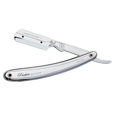 Obrázek Shaving Factory Parker 31R Stainless Steel Straight Edge Razor and 5 Shark Super Blades, 1 balení (1 x kus)