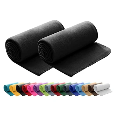 Obrázek wometo Sada 2 ks Polar flísová deka oekoTex 130 x 160 cca 400 g s ochranou proti žmolkování a lemování černá