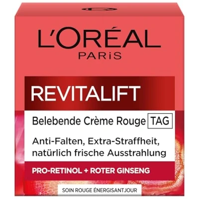 Obrázek L&#039;Oréal Paris Denní péče, Revitalift povzbuzující krémová tvářenka, anti aging péče o obličej, proti vráskám, extra napnutí, s červeným ženšenem, 50 ml