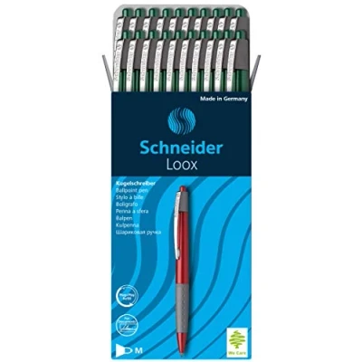 Obrázek Schneider Kuličkové pero Loox 135504 (barva psaní: zelená, tloušťka linky M, tisková mechanika, náplň vhodná na dokumenty) balení 20 ks zelená