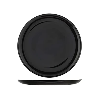 Obrázek H&amp;h set 6 piatti pizza premiere in vetro opale nero cm 32
