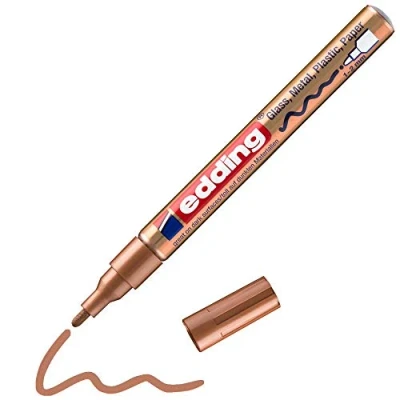 Obrázek edding 751 Lesklý lakový popisovač měď (kovová) 1 laku kulatý hrot 12 mm lakovací tyčinka na sklo, kámen, dřevo, plast a papír voděodolná, silně kryjící