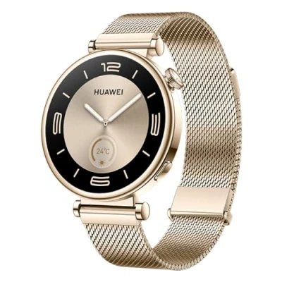 Obrázek HUAWEI Watch GT 4 41 mm, GPS, iOS a Android, pouzdro z nerezové oceli, chytré hodinky, výdrž baterie až 7 dní, řízení kalorií, profesionální zdraví, SpO2, zlatý řemínek