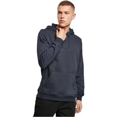 Obrázek Build Your Brand Pánský pulovr s kapucí Heavy Hoody pro muže, jednobarevný klokaní kapsou a šňůrkami, velikost XS až 5XL, k dostání v mnoha barvách, Námořnická modrá