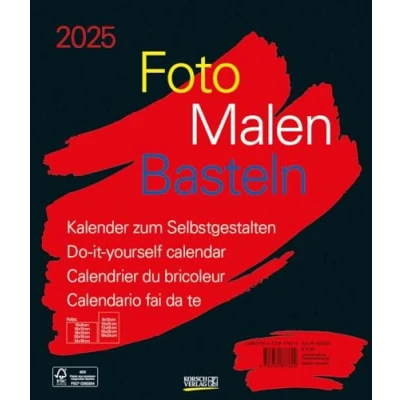 Obrázek Foto Malen Basteln Bastelkalender schwarz groß 2025: Fotokalender zum Selbstgestalten. Do it yourself Kalender mit festem Fotokarton. Format: 30 x 35 cm