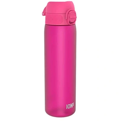 Obrázek Ion8 Láhev na pití, 500 ml, zabezpečený proti protékání, otevírání jednou rukou, bezpečné uzavírání, lze mýt v myčce, bez BPA, držadlo, skládací víčko, snadné čištění, klimaticky neutrální, růžová