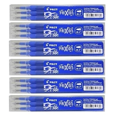 Obrázek Pilot Pen Frixion kuličkové pero náhradní náplně gumovatelné pera kompatibilní přídavek BLS FR7 L S3_6 (balení se 3 náplněmi 18) 0,7 mm, modrá)