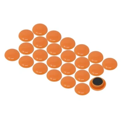 Obrázek First4magnets F4M40 ORANGE 1 velká oranžová černá deska/planovací magnet (40 mm průměr x 8 vysoká) (1 balení s 12), stříbřitý, 25 10 3 cm