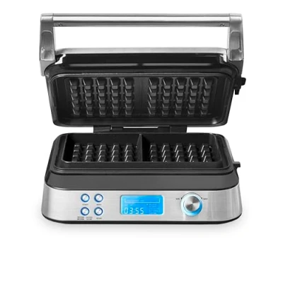Obrázek GASTROBACK Vaflovač 42424 Advanced Control, 5 různých programů, 7 stupňů opečení, ovládání přes LCD displej, 1 600 W, nerezová ocel, stříbrný