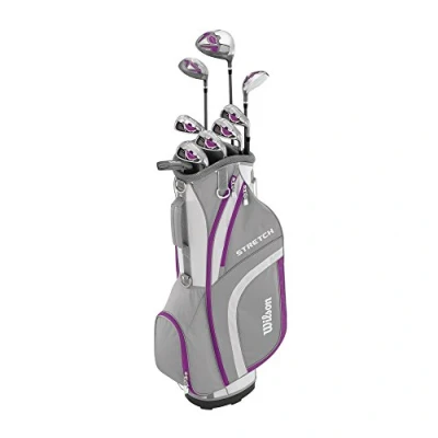 Obrázek Wilson Kompletní sada pro začátečníky rAmazon Exclusive, 9 golfových holí s cartbag, dámské, pravák, Stretch XL, bílá/šedá/fialová, WGG157554