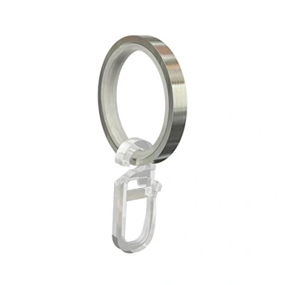 Obrázek Flairdeco Záclonové kroužky / s kluznou vložkou háčky, kov, vzhled ušlechtilé oceli, 33/24 mm, 12 kusů