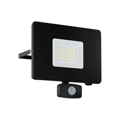 Obrázek EGLO LED Außen Strahler Faedo 3, 1 flammige Außenleuchte inkl. Bewegungsmelder, Sensor Wandstrahler aus Alu, Farbe: Schwarz, Glas: klar, 50 Watt, IP44