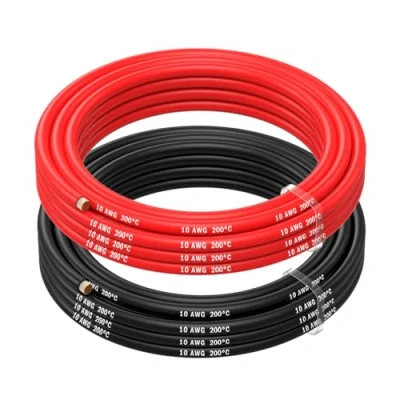 Obrázek MMOBIEL Akumulátorový elektrický kabel, AWG 10, 6 mm², červený a černý, 2,5 m / 8,2 ft, silikonový kabel s 1 050 žilkami jako hlavní prameny pro RC drony, letadla, nákladní automobily, kabely svorek