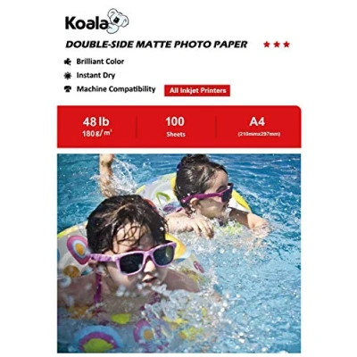 Obrázek Koala Fotopapír pro inkoustové tiskárny, oboustranný, matný, A4, 180 g/m², 100 listů. Vhodné tisk fotografií, certifikátů, brožur, letáků, pohlednic, kalendářů, umění