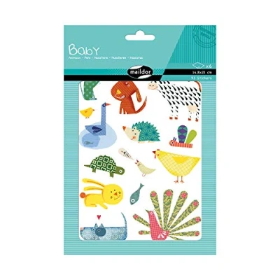 Obrázek Maildor AE031O Baby Packung Stickers (mit 6 Bögen in Format DIN A5, 14, 8 x 21cm, ideal für Kinder ab 2 Jahren, Haustiere) 1 Pack