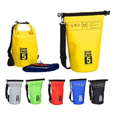 Obrázek Relaxdays Ocean Pack, 5 l, vodotěsný, balicí pytel, lehký Dry Bag, kajak, suchá taška, plachtění, lyže, snowboarding, barva, Žlutá (Giallo), Školní batoh