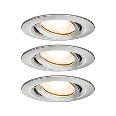 Obrázek Paulmann 92900 Nova Plus LED vestavné svítidlo IP65 kulaté výkyvné 3x7W stmívatelné Vestavný zářič GU10 železo kartáčované bodové světlo základní sada 3dílná vestavná lampa 2700 K