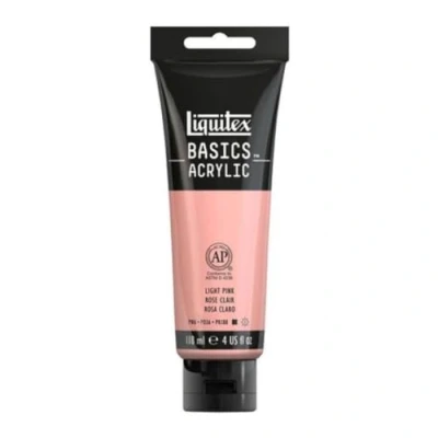 Obrázek Liquitex 8870046 Basics akrylová barva, monopigmentované umělecké pigmenty, stálé na světle, střední viskozita, archivní kvalita, hedvábně lesklý povrch, tuba 118 ml portrét růžová světlá