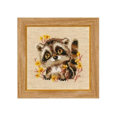 Obrázek Riolis 1754 Stickpackung Kleiner Waschbär, Zahlmuster Kreuzstich Set, Baumwolle, mehrfarbig, 1313cm