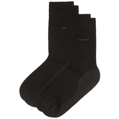 Obrázek Camano Unisex balení 2 ks punčoch s měkkým pasem pro dospělé Ponožky z bavlny, černá 05 Black