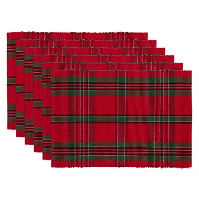 Obrázek DII Farmhouse Christmas Plaid Jídelní stůl a kuchyňská dekorace, bavlna, červená/zelená, sada na prázdniny, 13 x 19, 6