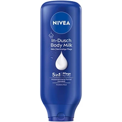 Obrázek NIVEA In Dusch Body Milk (400 ml), tělový krém s mandlovým olejem a vodou aktivovanou recepturou 5v1, hydratační tělové mléko na sprchu