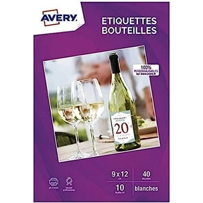 Obrázek AVERY 40 samolepicích etiket na lahve, formát 90 x 120 mm, inkoustový tisk