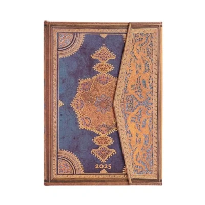 Obrázek Safavid Indigo (Safavid Binding Art) Midi 12 month Vertical Hardback Dayplanner 2025 (Wrap Closure): tydzień na dwóch stronach, zamykany magnes, papír 100 gsm