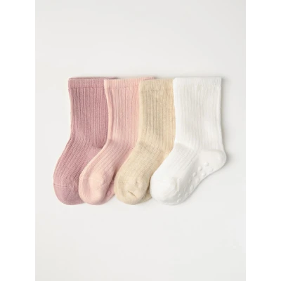 Obrázek Lindex Solid 4 PACK Podkolenky pro děti, Velikost: 19 21, Light dusty pink
