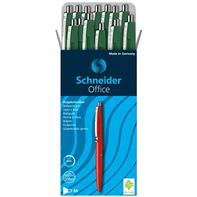 Obrázek Schneider Office kuličkové pero (barva psaní: zelená, tloušťka linky M, vhodné pro dokumenty) balení 20 ks zelené