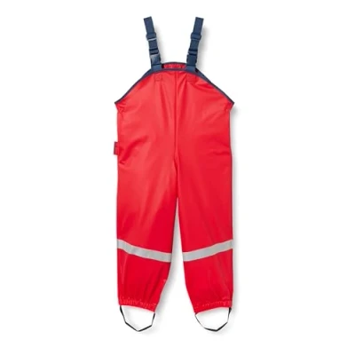 Obrázek Playshoes Plátěné kalhoty s laclem do deště bez podšívky Unisex dětské nepromokavé oblečení deště, červené, 92, červená