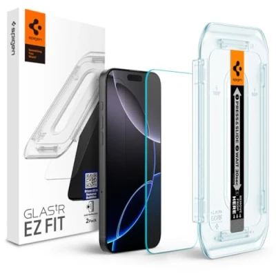 Obrázek Spigen Sklo. tR EZ Fit antireflexní ochranná fólie kompatibilní s iPhone 16 Pro Max, 2 kusy, odolná proti poškrábání, tvrdosti 9H