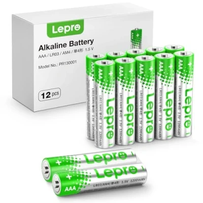 Obrázek Lepro AAA baterie, 12 kusů, alkalická baterie s 1,5 V dlouhá životnost, výkonná a zabezpečená proti vytečení, ideální pro dálkové ovládání, hračky, hodinky, kapesní svítilnu UVM