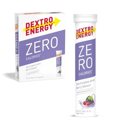Obrázek DEXTRO ENERGY ZERO CALORIES BERRY 3 x 20 šumivých tablet (balení ks) přísada sodíku, hořčíku, chloridu, vápníku a draslíku pro elektrolytové nápoje, doplněk ke cvičení, bez cukru, veganské