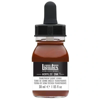 Obrázek Liquitex 4260129 tekuté profesionální akrylové barvy inkoust, tuš, 30 ml, vysoce pigmentovaná airbrush barva, vypálená siena transparentní