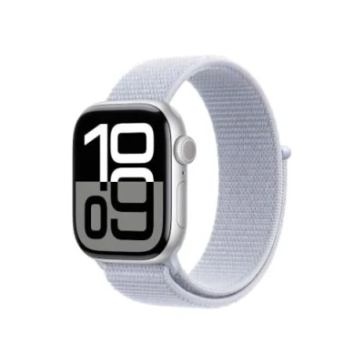 Obrázek Apple Watch Series 10 4G 42mm Prata (Světle Modrý Nylonový Popruh)