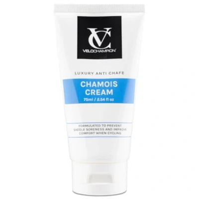 Obrázek VeloChampion Luxus Chamois Sitzcreme zum Radfahren &amp; Laufen Vegane Anti Chafing Creme für Männer und Frauen. Reduziert Reibung im Sattel, an den Oberschenkeln Füßen (75ml)