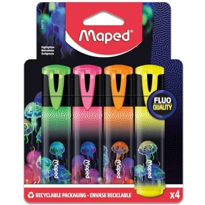 Obrázek Maped Zvýrazňovač DEEPSEA PARADISE 4 klasické barvy značkovačů žlutá, zelená, růžová, oranžová