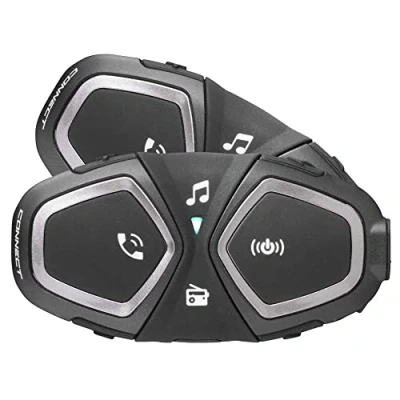 Obrázek INTERPHONE Connect Doppelpack Bluetooth Kommunikationssystem für Motorräder Bis zu 2 Reiters, 300Mt Reichweite 12 Std Sprechzeit, 40 Tage Standby Zeit Radio GPS Waterproof IP67