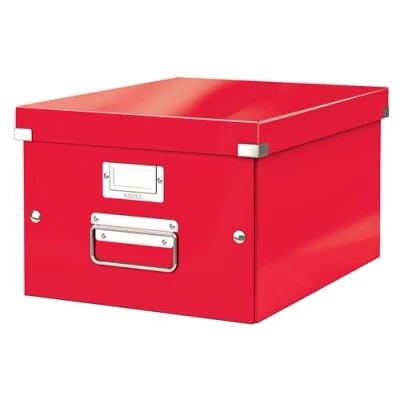 Obrázek Leitz Click &amp; Store Aufbewahrungsbox mit Deckel Mittel Groß, Box für Unterlagen bis A4 im Büro u. Haushalt, Transportbox aus 85 % recycelter Premium Hartpappe, Stabile Metallgriffe, Rot, 60440026