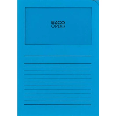 Obrázek Elco 73695.32 Ordo classico Verpackung mit 10 Dokumentenhülle aus Papier Linienaufdruck, 220x310, 120g, intensivblau, Fenster: ja