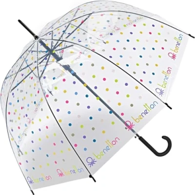 Obrázek Benetton deštník průhledný automatický Dip Dye, Signature Dot, Design zvonového deštníku