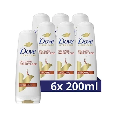 Obrázek Dove Vlasový kondicionér Oil Care výživná péče o vlasy pro křehké a suché s Bio Restore Complex 200 ml 6 kusů