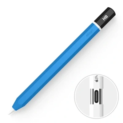 Obrázek elago Klasické pouzdro kompatibilní s Apple Pencil (USB C), trvalý silikon, klasický design, magnetickým nabíjením (modré)