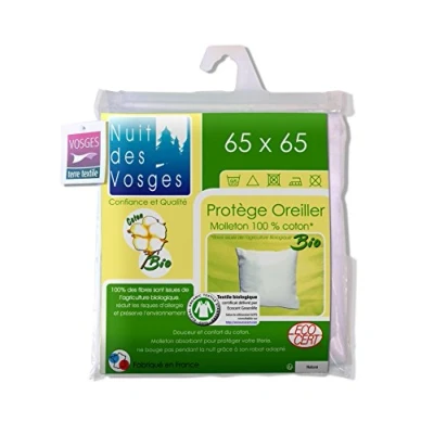 Obrázek NUIT des Vosges 204481 povlečení na polštář ochranný potah, Molton BIO Bavlna Bílá