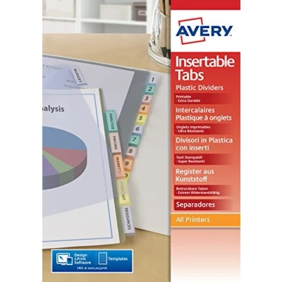 Obrázek AVERY 5611501 Karton Register, blanko, DIN A4, farbig, 6 teilig